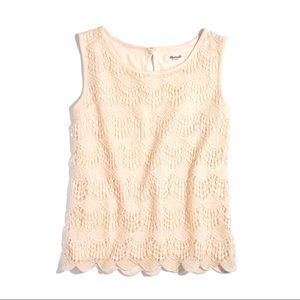 Madewell soft lace ivory scalloped hem tank top XS